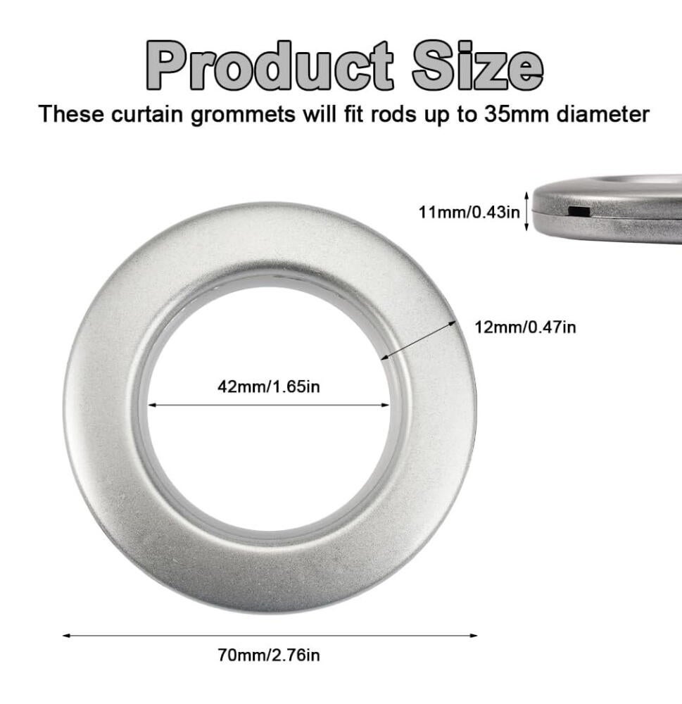 PATIKIL 28 Anelli Per Tendine Con Occhiello – Argento, ID 37 Mm, Perfetti Per Aste Fino A 1 1/4 Pollice - 5