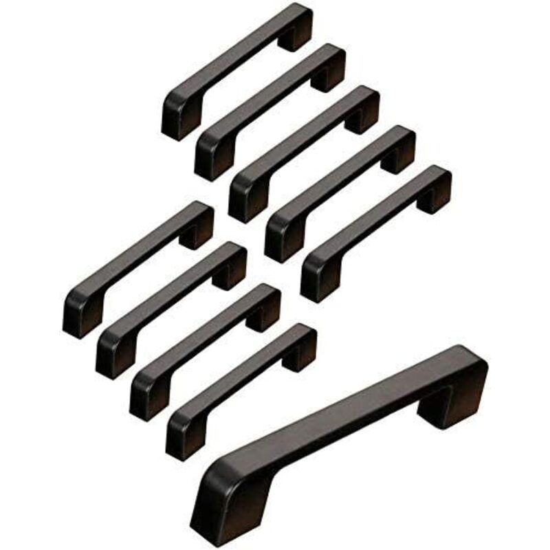 10 buc mânere de ușă din metal zincat negru, distanță între găuri de 96 mm, tip T, tip baston, pentru dulapuri, bucătărie