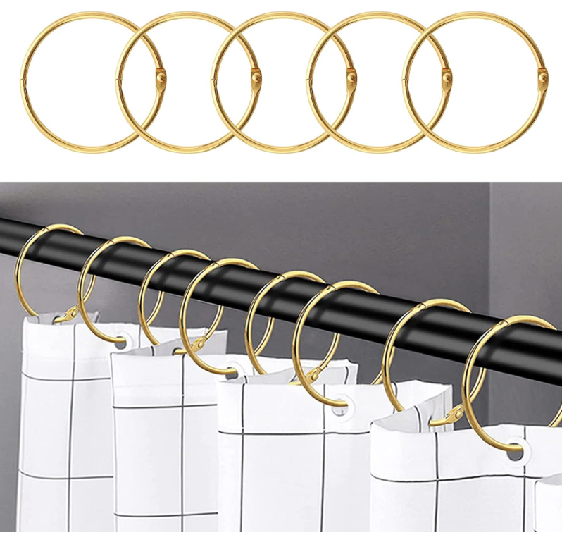 50x55cmm 24 pièces Anneaux de Rideau de Douche,Anneaux décoratifs circulaires pour Rideaux de Douche et Crochets
