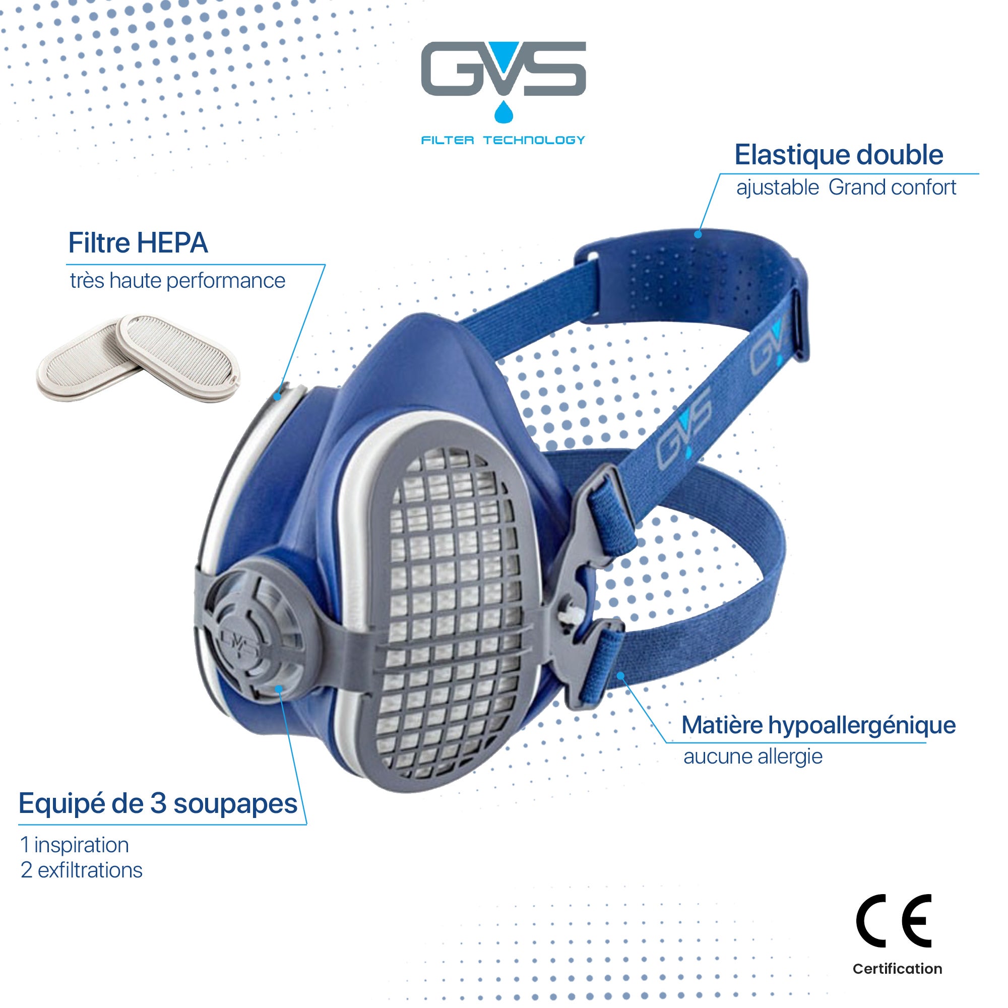 Masque Elipse GVS SPR501 avec filtres P3, M/L - 3