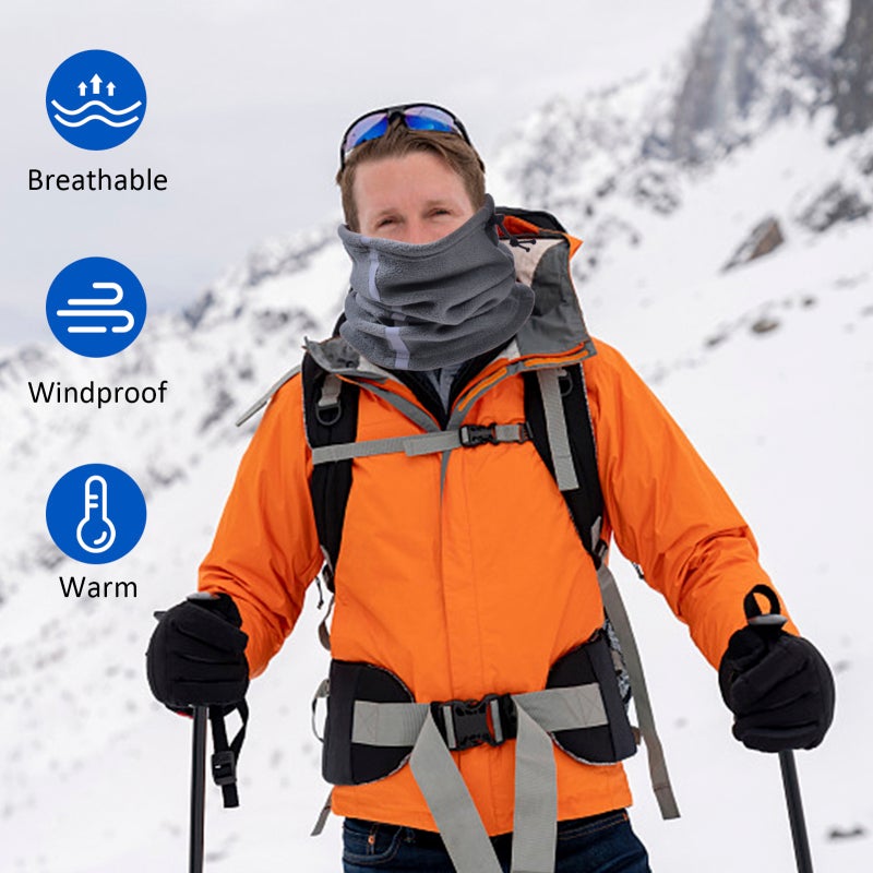 Gaiter de cou polaire ajustable, Couvre-visage réfléchi pour la sécurité, Bonnet chaud hiver, Écharpe outdoor sport pour hommes et femmes, Ski, Vélo - 4