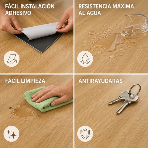 Arquiservi® - Piso Vinílico Autoadesivo em PVC Carvalho Dourado 20 m² - Sala de Estar e Quarto | Instalação Sem Obras | 2mm - 6