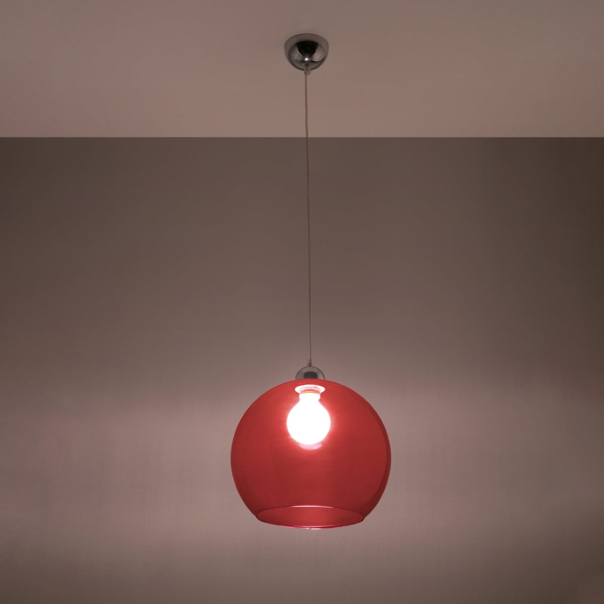 Lampa wisząca ESFERA czerwona LED 3000K - 30x30x120cm Sollux