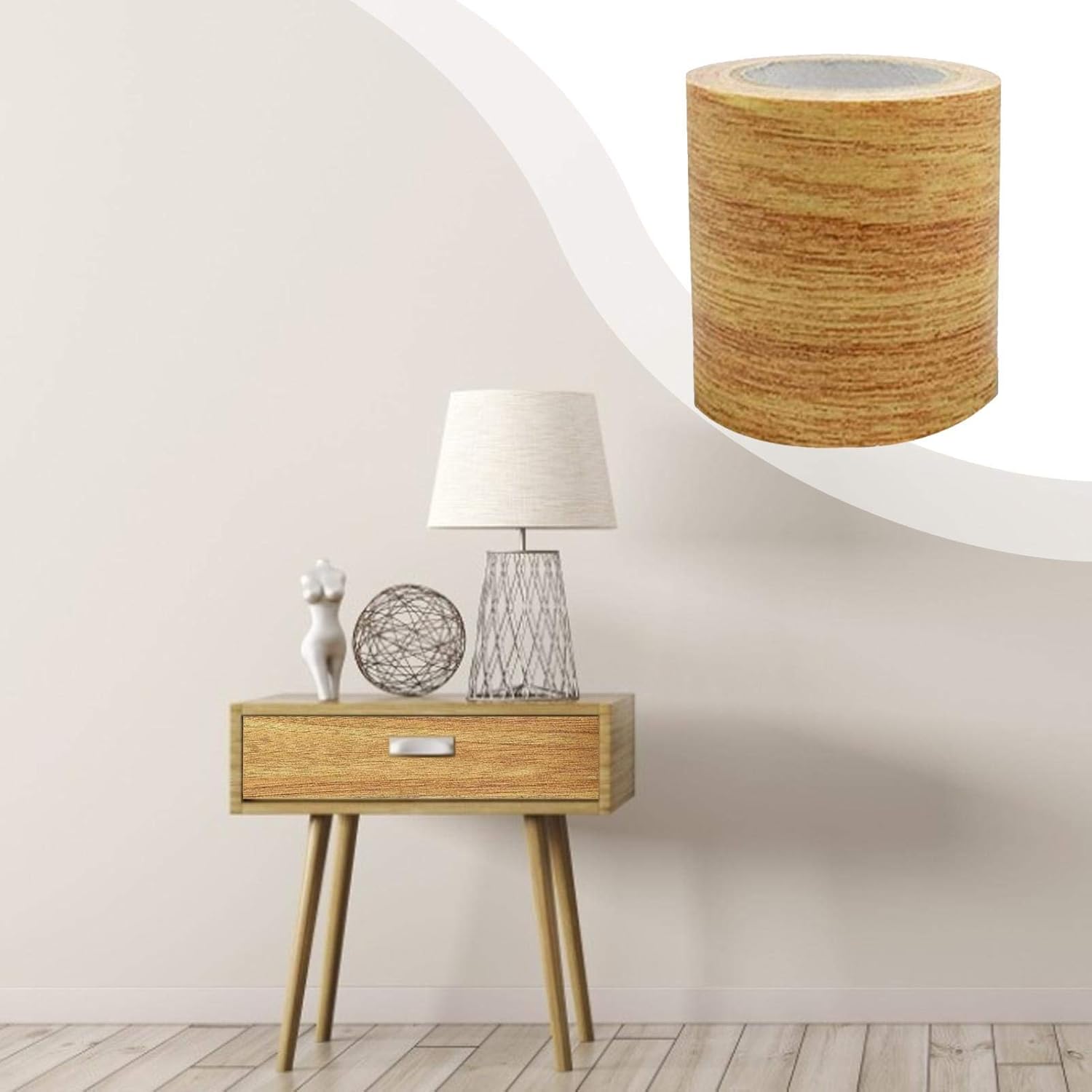 Ruban Adhésif Bois, Ruban Adhésif Réparation Meubles Adhésif Texturé Bois Imperméable pour Plancher Meubles Et Décoration La Maison (5.7cmx4.57m) - 2