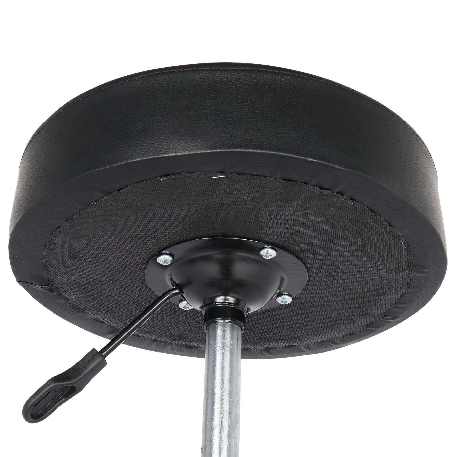 Siège Rond Noir en Simili Cuir Semi-PU avec Vérin à Gaz Certifié SGS, Coussin Épais de 8cm en Mousse Moulée, Roulettes en Nylon, Capacité de 150kg - 9