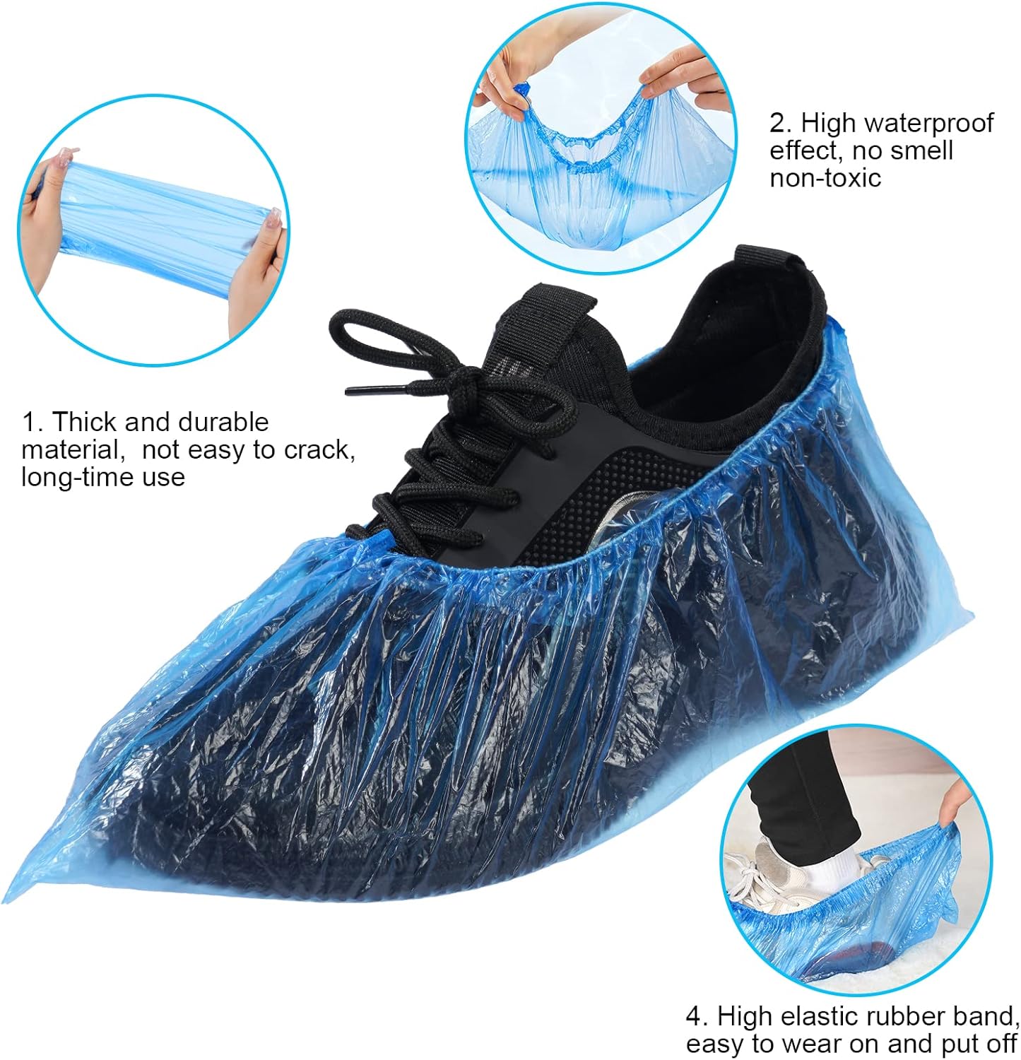 200pcs PE Couvre Chaussure, Couvre-Chaussures Jetables, Jetables en Couvertures de Chaussures Portable, Couvre Chaussures Jetables Piscine Visiteur Lu - 4