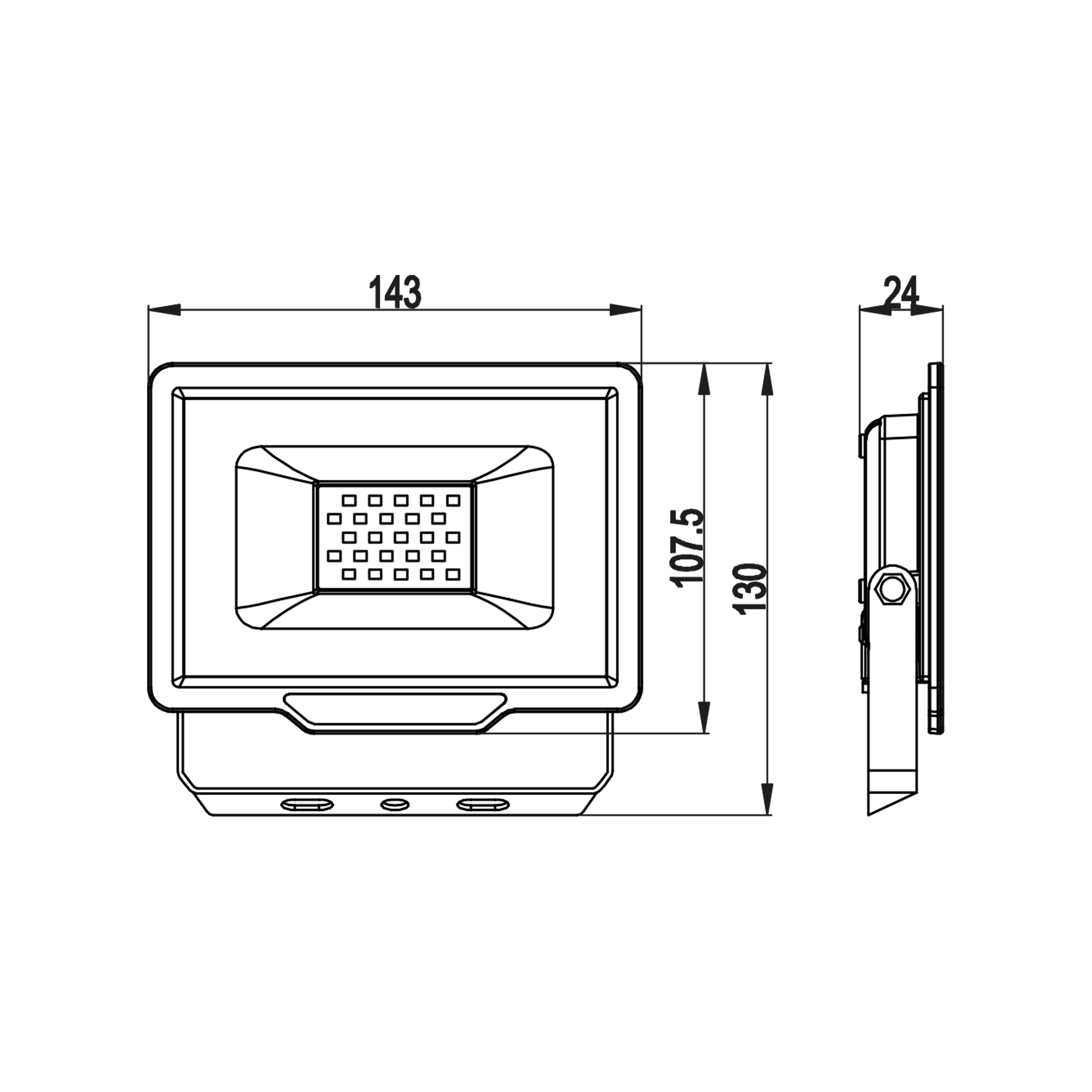 PADLIGHT5, projecteur LED SMD IP65 20W, noir 4000K - 3