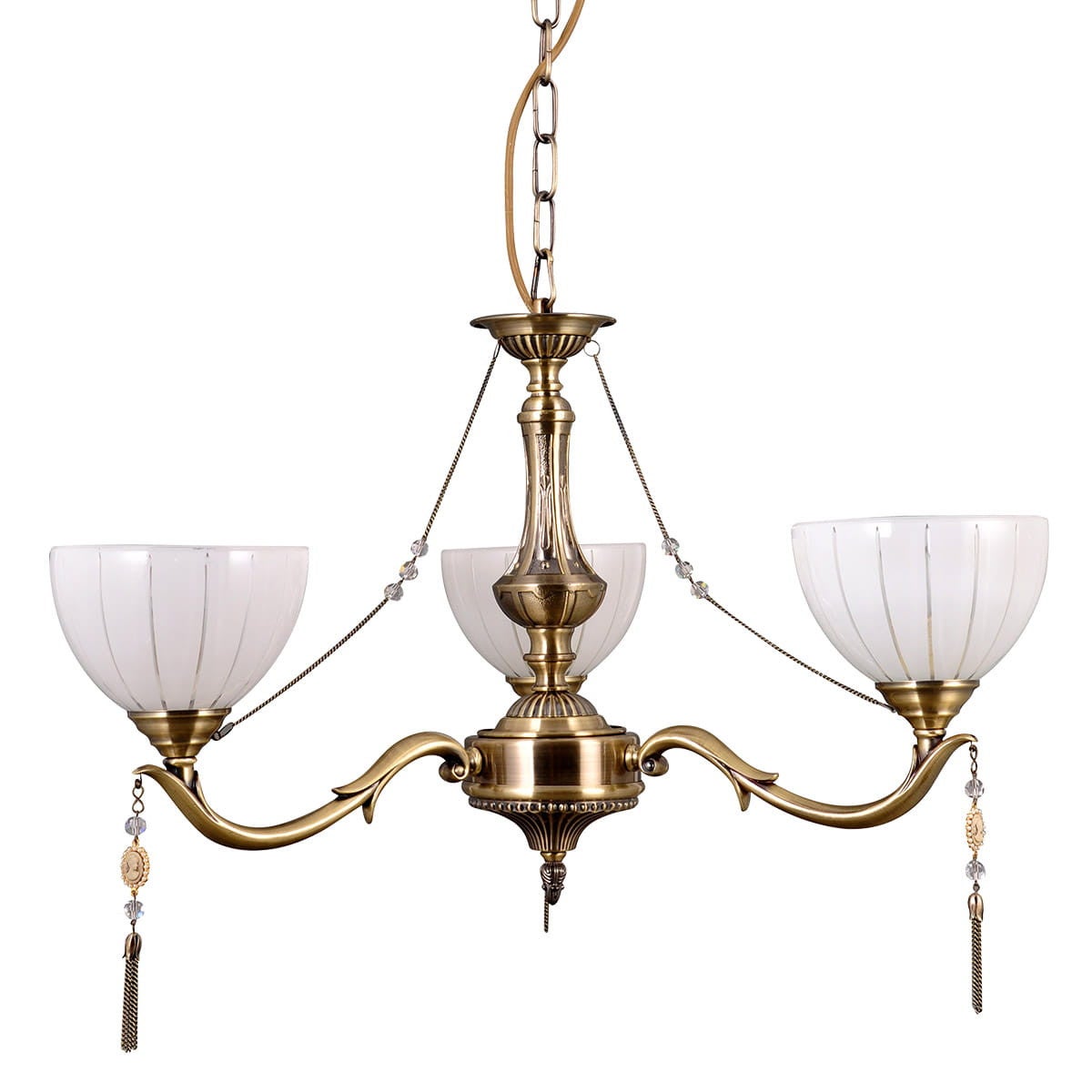 Lampa sufitowa wisząca Baxio złoto-biała 3xE27x60W wym: 34 x 55 x 55 cm szkło Italux - 2
