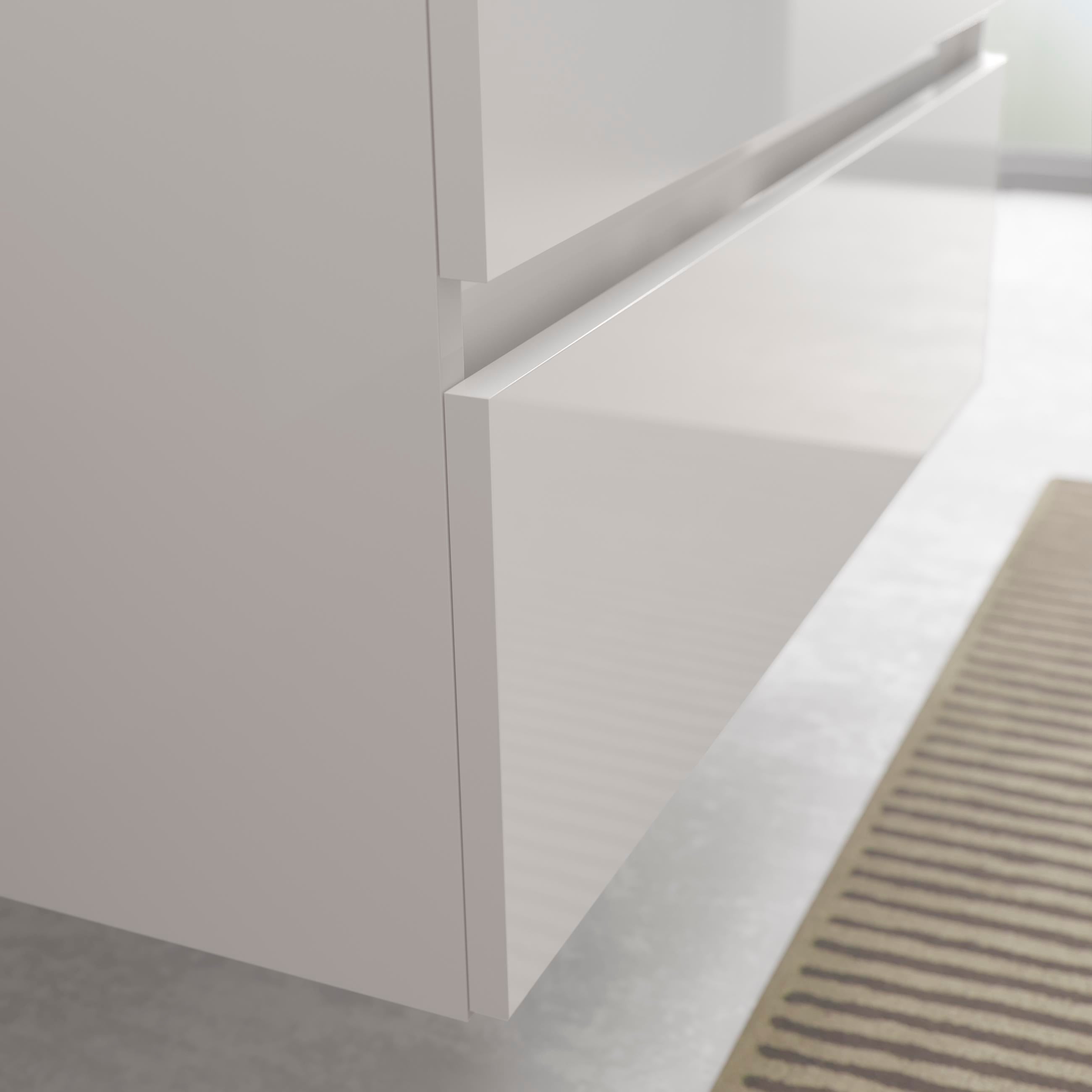 Meuble de salle de bain BEQUIA 100cm blanc brillant | Vasque Porcelaine Centrale - 3