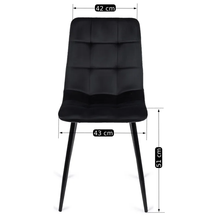 Krzesło Tapicerowane Do Salonu Loft PERU Czarne Welur - 5