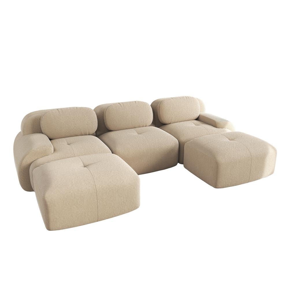 Canapé modulaire en U en tissu côtelé premium, sans montage, antidérapant, adapté aux animaux, rembourrage 32D,chambre et bureau - 5