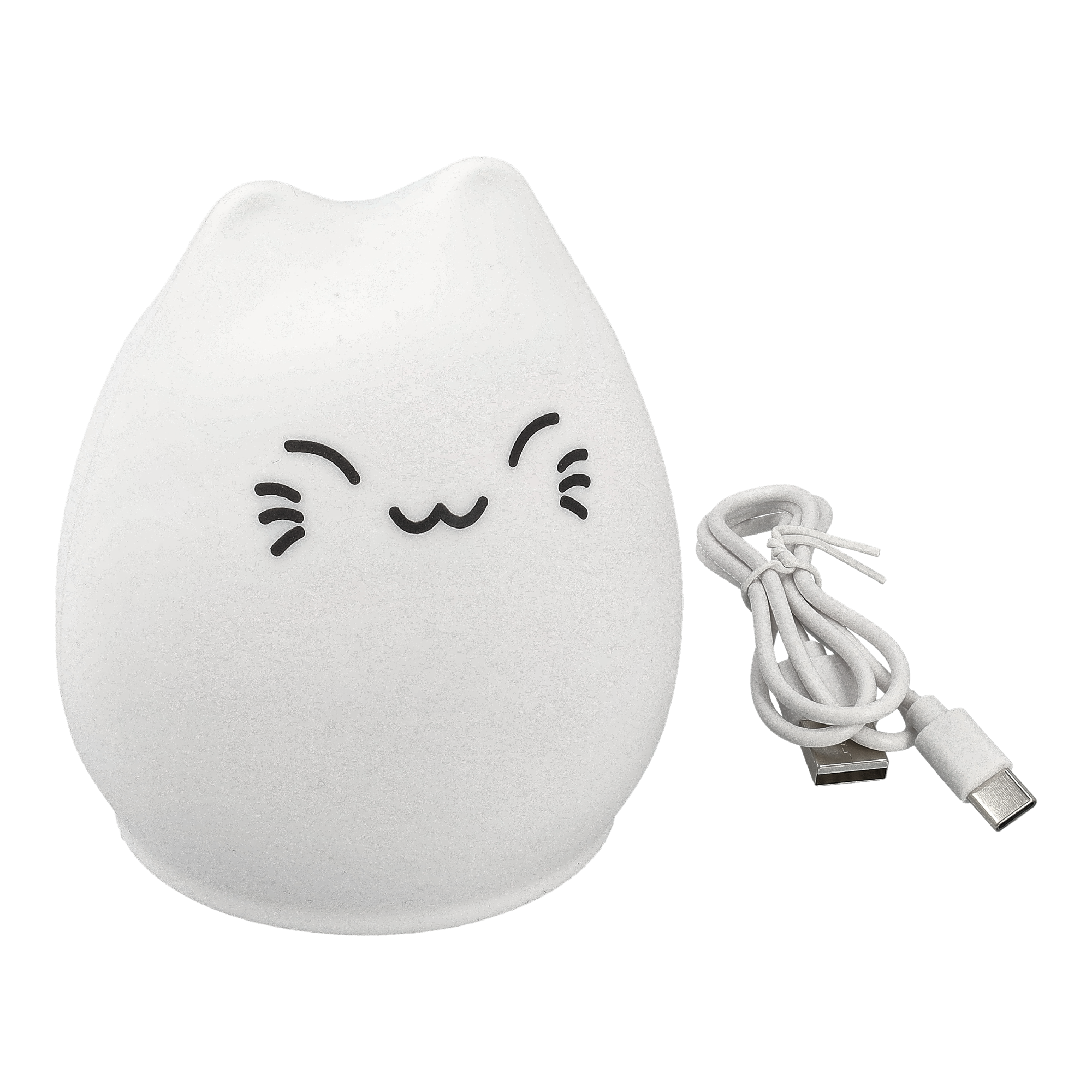 Lampka nocna LED Cat RGB, ładowana przez USB. Miękka silikonowa lampka z czujnikiem dotykowym