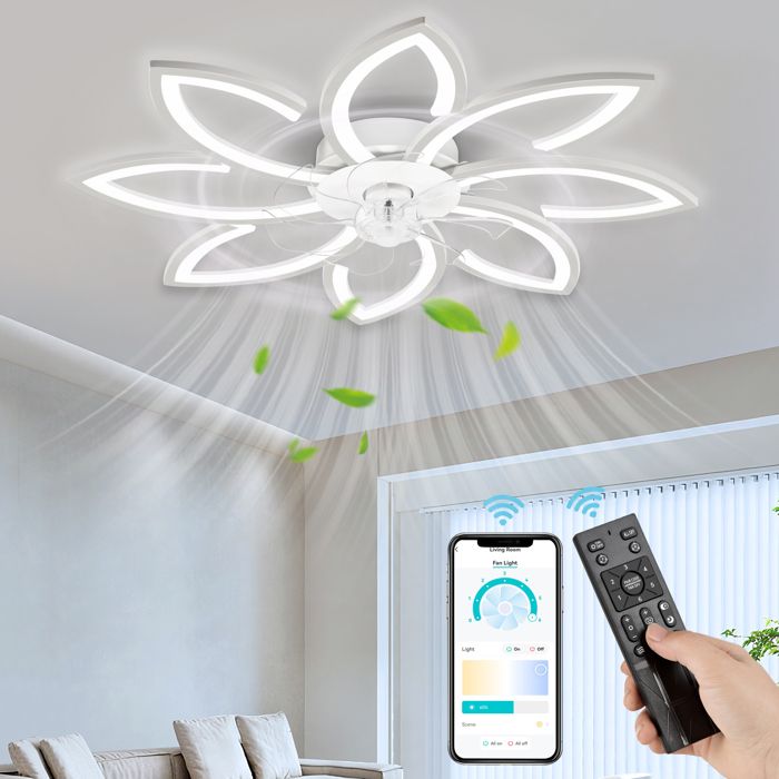 Ventilatore Da Soffitto Con Luce LED E Telecomando – Impermeabile IP65, Motore DC Silenzioso, 6 Velocità, Reversibile, Dimmerabile, Per Esterni E Interni, Con Asta 12/25 Cm