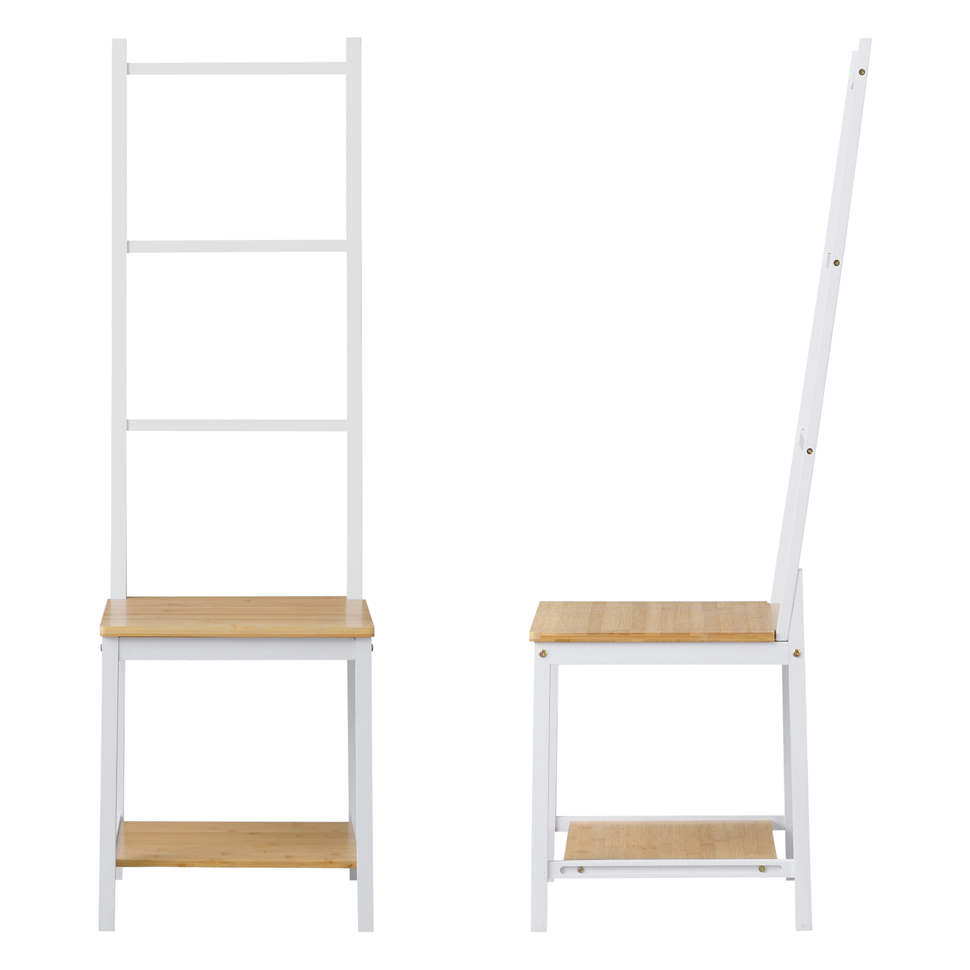 Valet de chambre Juuka avec 2 surfaces de rangement et 3 barres naturel blanc [en.casa] - 4