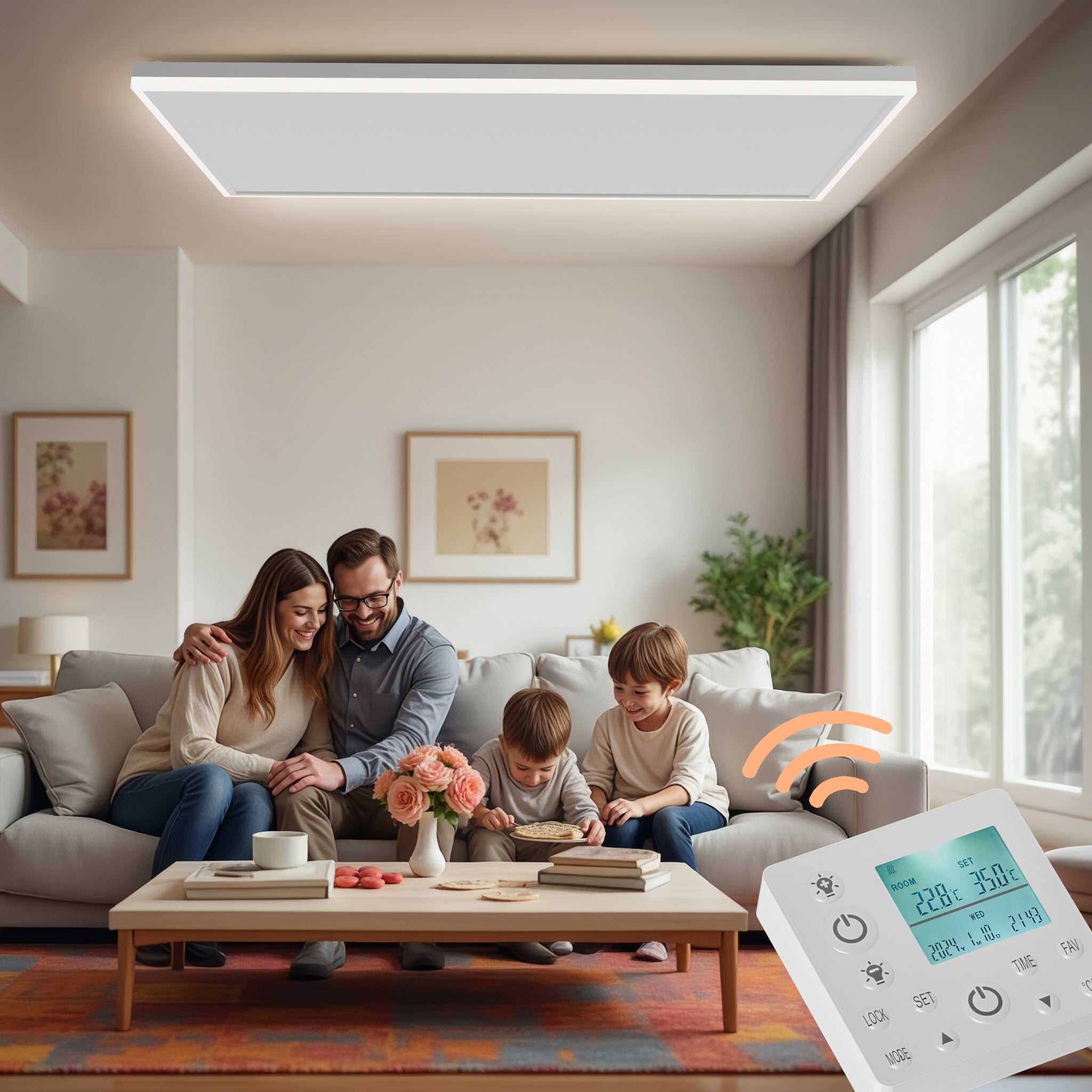 Panel De Calefacción Por Infrarrojos Para Techo Con Luz LED - 700 W, Control Por App Y Mando, Para Baño O Dormitorio