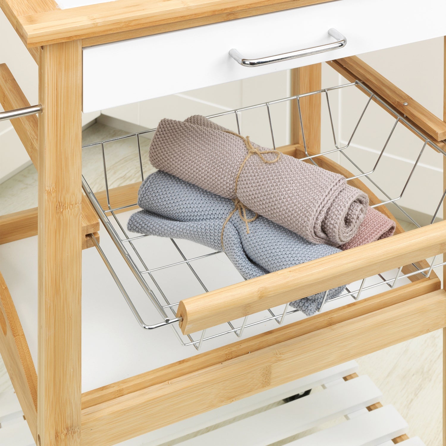 FINJA, bois de bambou + MDF, blanc, WENKO, WENKO - 6