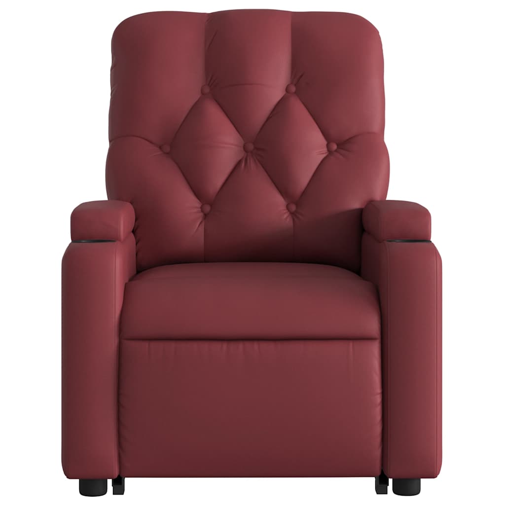 Maison Exclusive - Sillón de masaje elevable eléctrico cuero artificial rojo tinto - 8