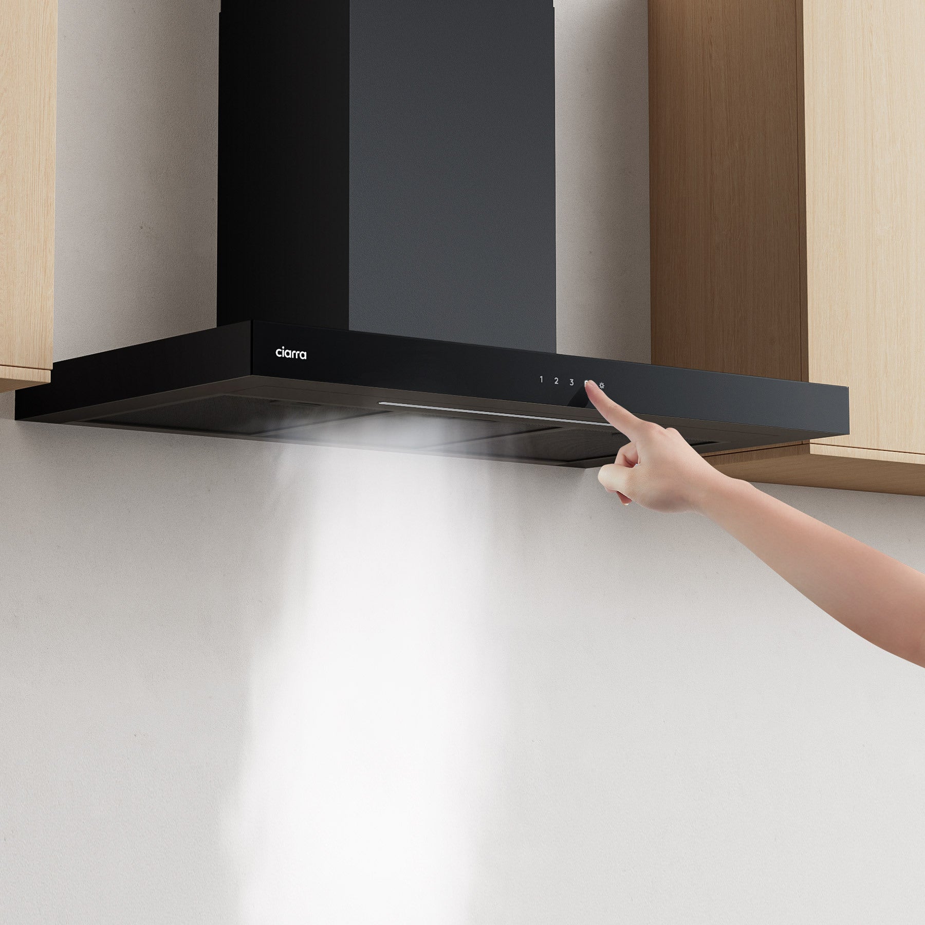 CIARRA Hotte Tactile 90cm 650 m3/h A+++ APP Contrôle Touche Tactile 4 Vitesses Booster LED Dimmable Noir CD9102B - 3