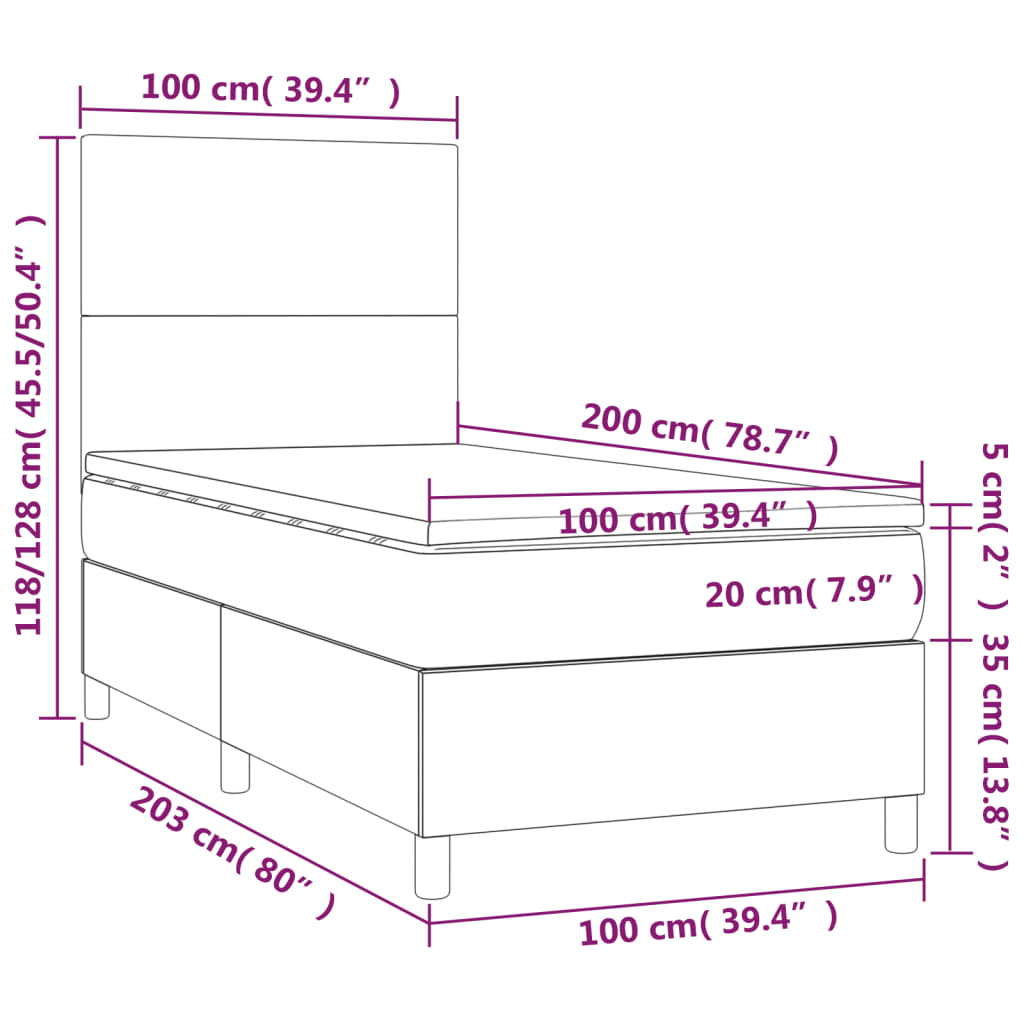 At Home Box Spring Cama box spring con colchón terciopelo negro 100x200 cm - | Leroy Merlin