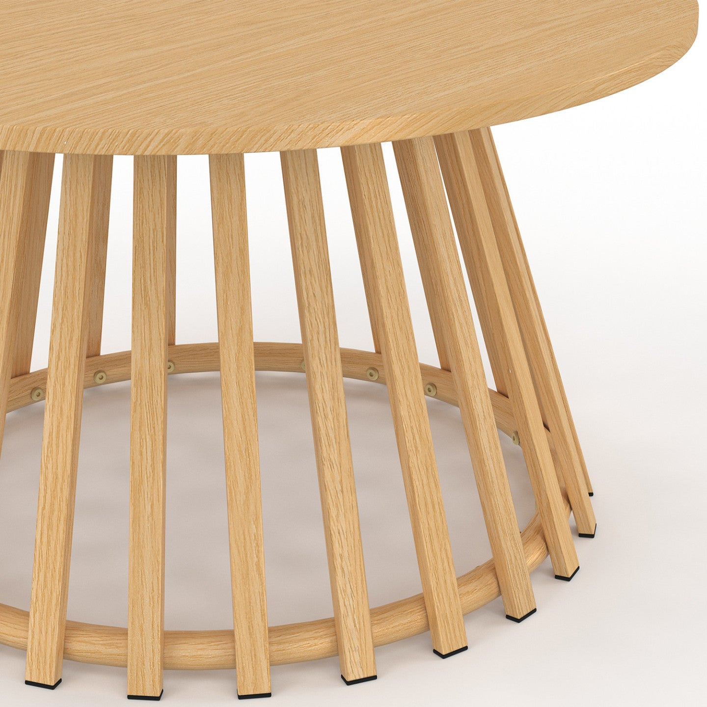 Table basse de jardin ronde 70 cm SOLAL avec pied lattes en métal effet bois - 5
