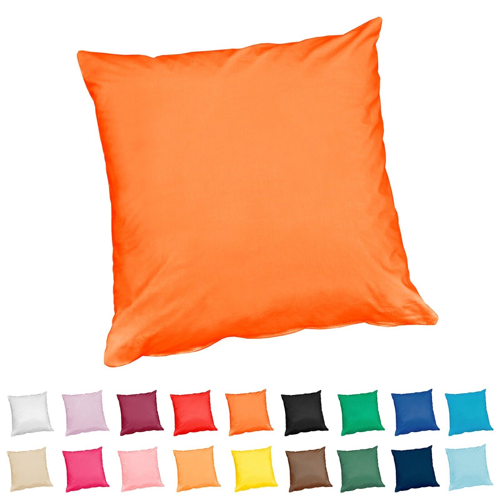 Housse de Coussin Jaune en Coton Brillant 40x40 cm Taie d'oreiller Fermeture éclair - 3