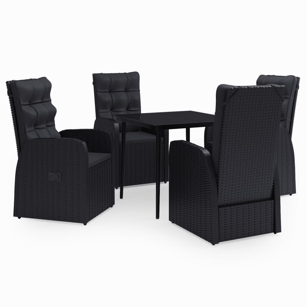 Ensemble de salle à manger de jardin avec coussins 5 pcs Noir 4 - 2