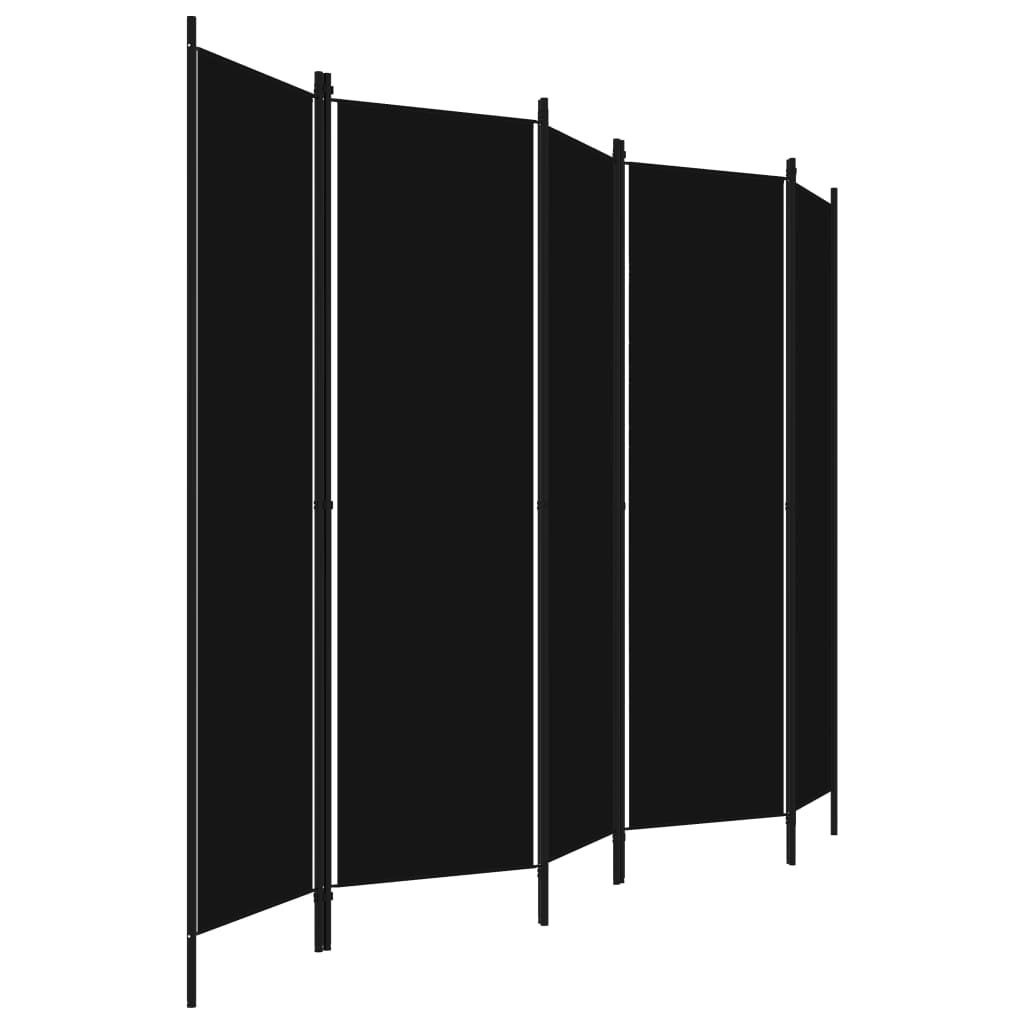 Paravent | Cloison de séparation | Séparateur 5 panneaux Noir 250x180 cm135158 - 3