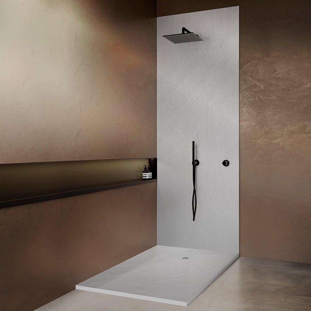 Receveur résine 120 x 80 cm blanc effet ardoise - grille carrée excentrée - 8