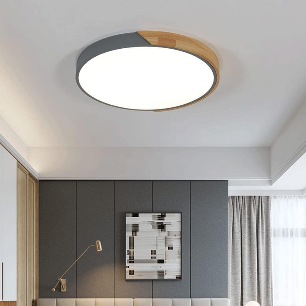 Plafonnier LED 30CM, Plafonnier metalowy, Plafonnier nowoczesny, Szare światła dekoracyjne, Białe światło 6000K (24W)