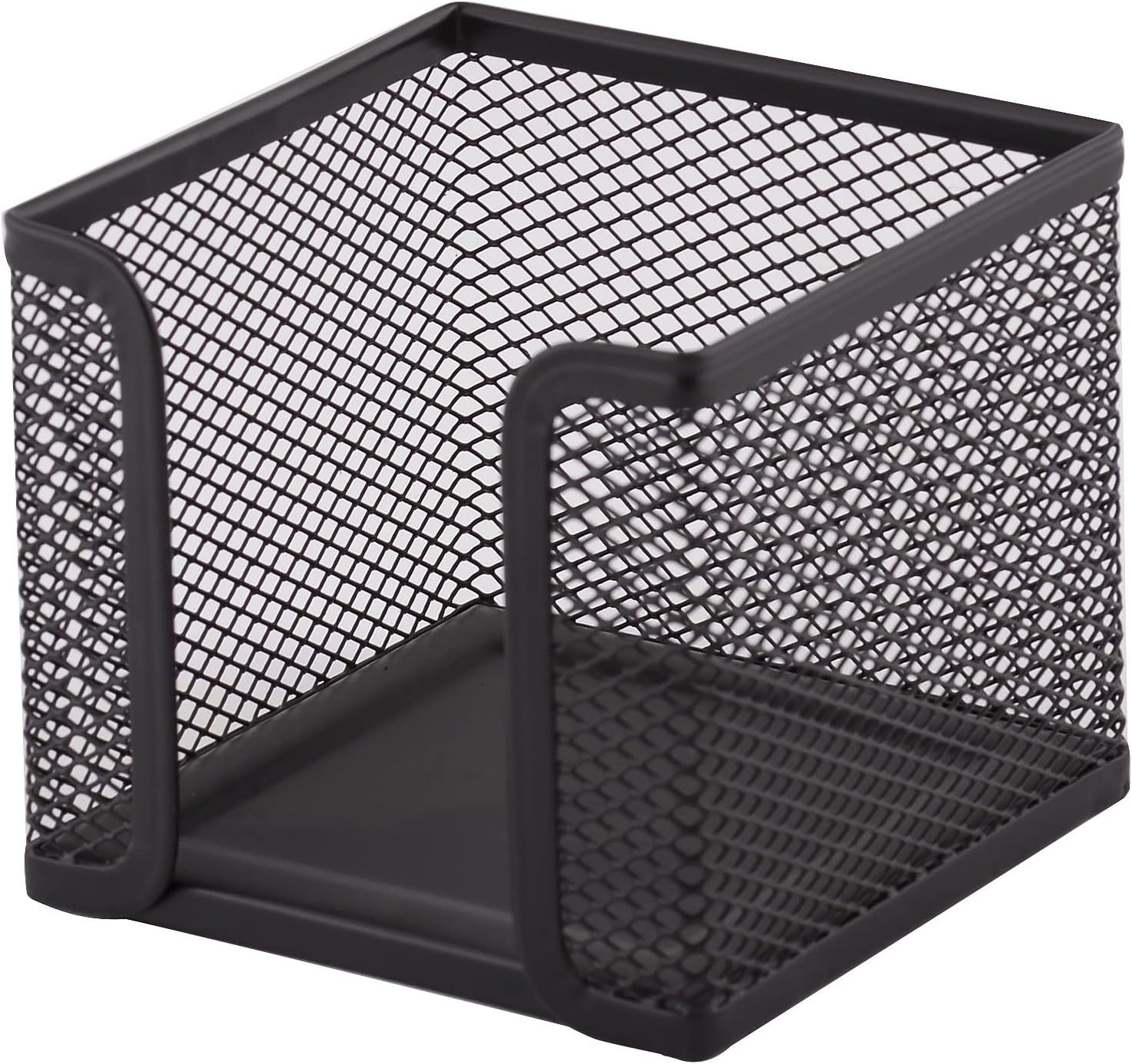 Skrzynka na notatki | Siatka | Solidny metal | Do nowoczesnego miejsca pracy | Czarny – 103 x 103 x 80 mm
