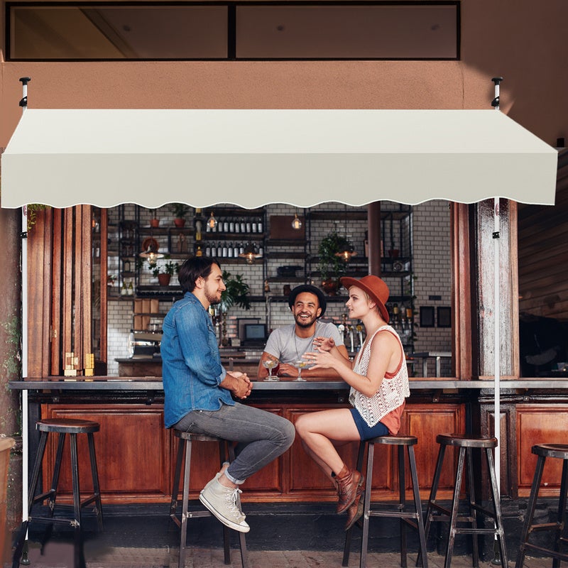 Toldo resistente a los rayos uv y al agua, retráctil 4m, crema