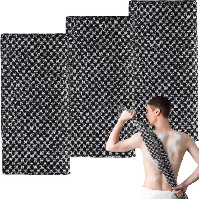 Serviettes de bain de style japonais, serviettes exfoliantes, adaptées aux peaux sensibles et rugueuses, 25 % de fibres de carbone, lot de 3.