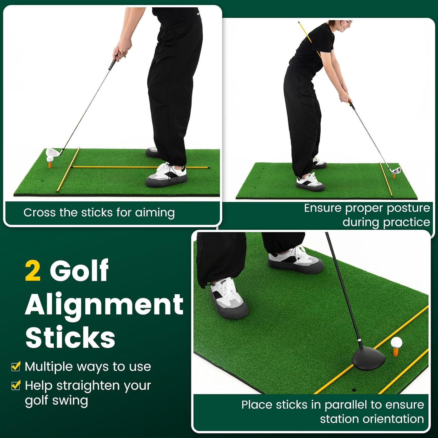 Tapis de Frappe de Golf 152x92cm, Tapis de Gazon Synthétique de pour l'Entraînement en Intérieur et en Extérieur, Aides à l'Entraînement - 7