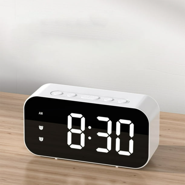 Réveil électronique LED Aqestyerly House Essentials, horloge miroir numérique double usage, température, contrôle sonore