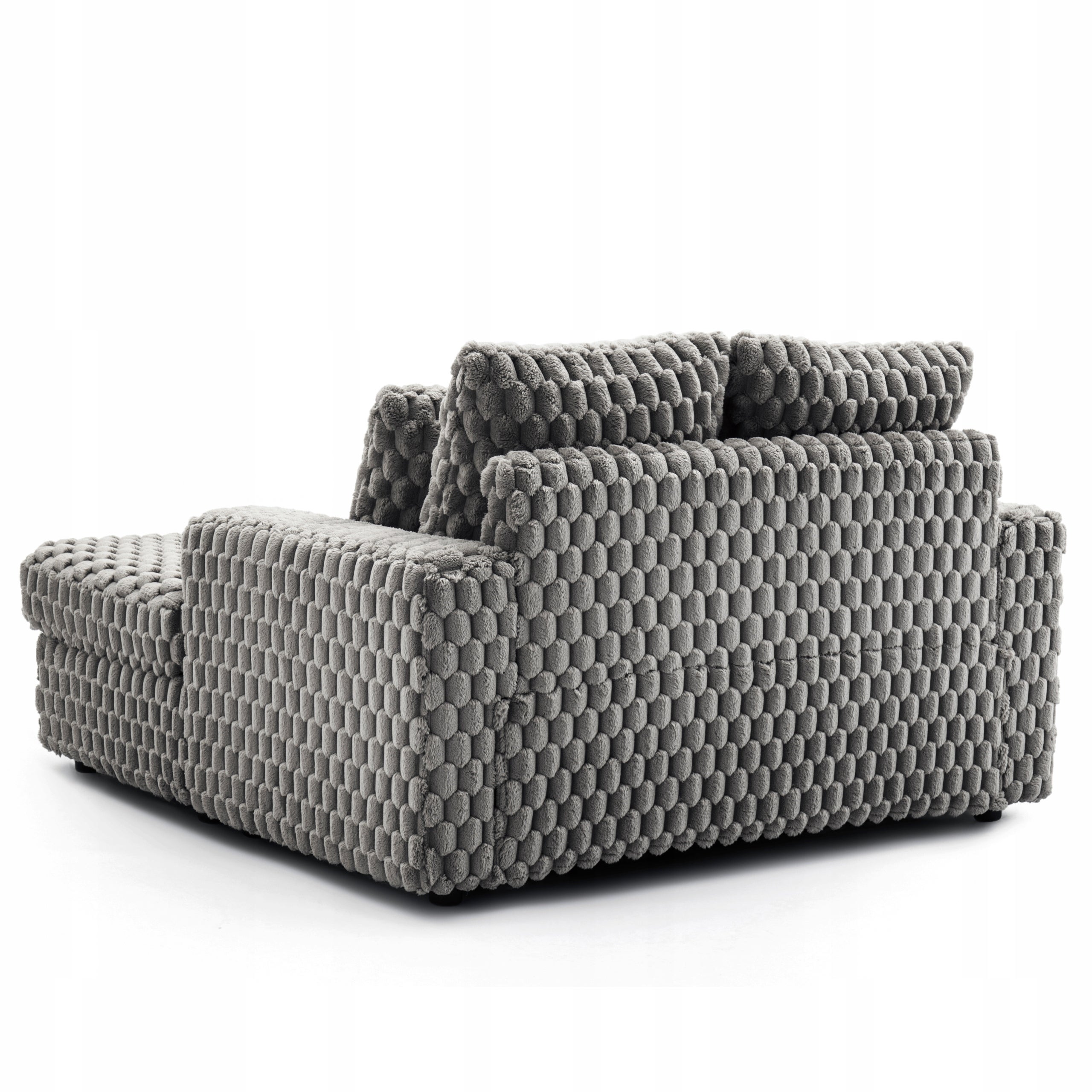 Fotel Wypoczynkowy Kanapa Sofa do Spania Salonu Welur Pluszowy Szary KOBEL - 7