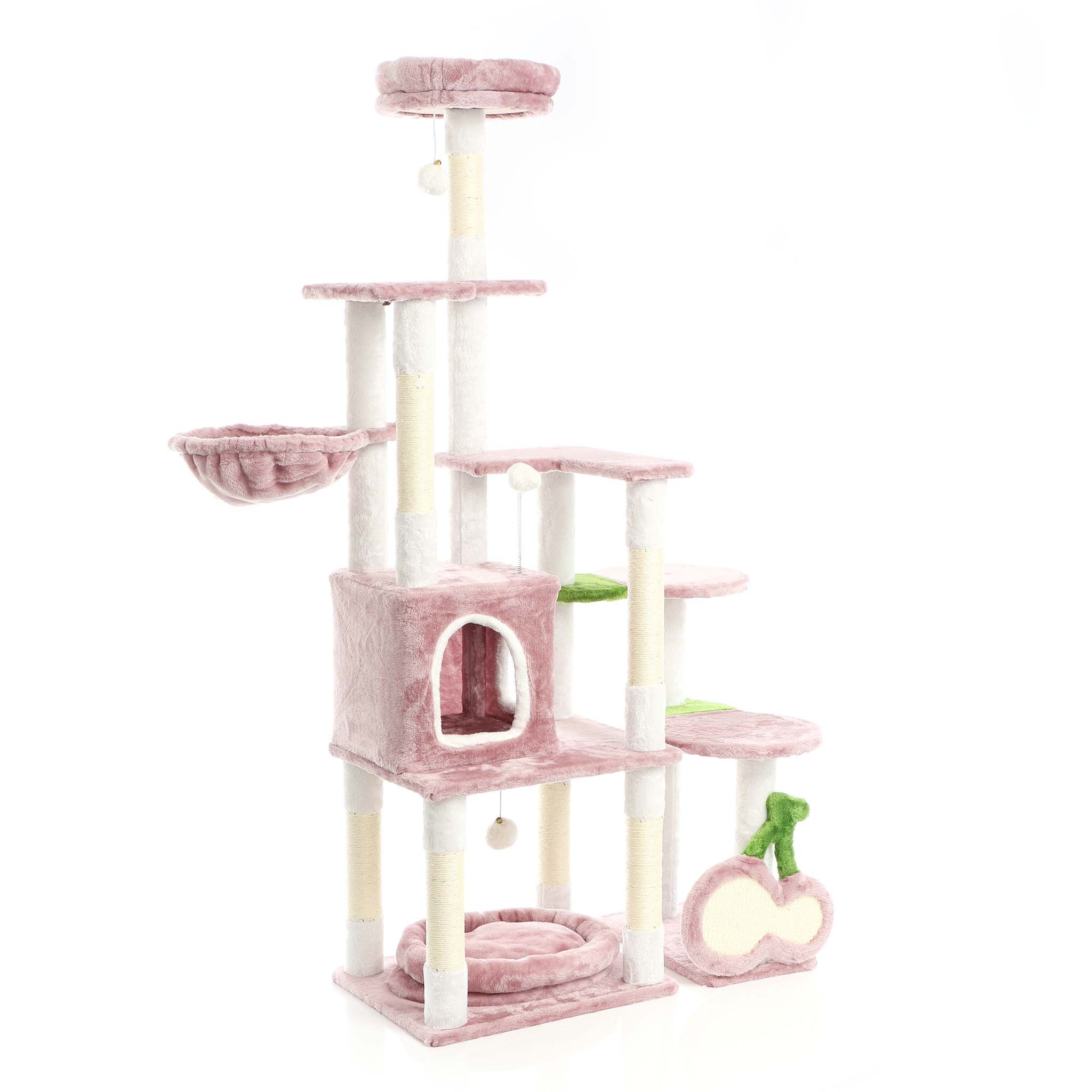 Fudajo Albero Tiragraffi Grigio Chiaro 60cm Con Casetta Per Gatti Tronco E Sisal