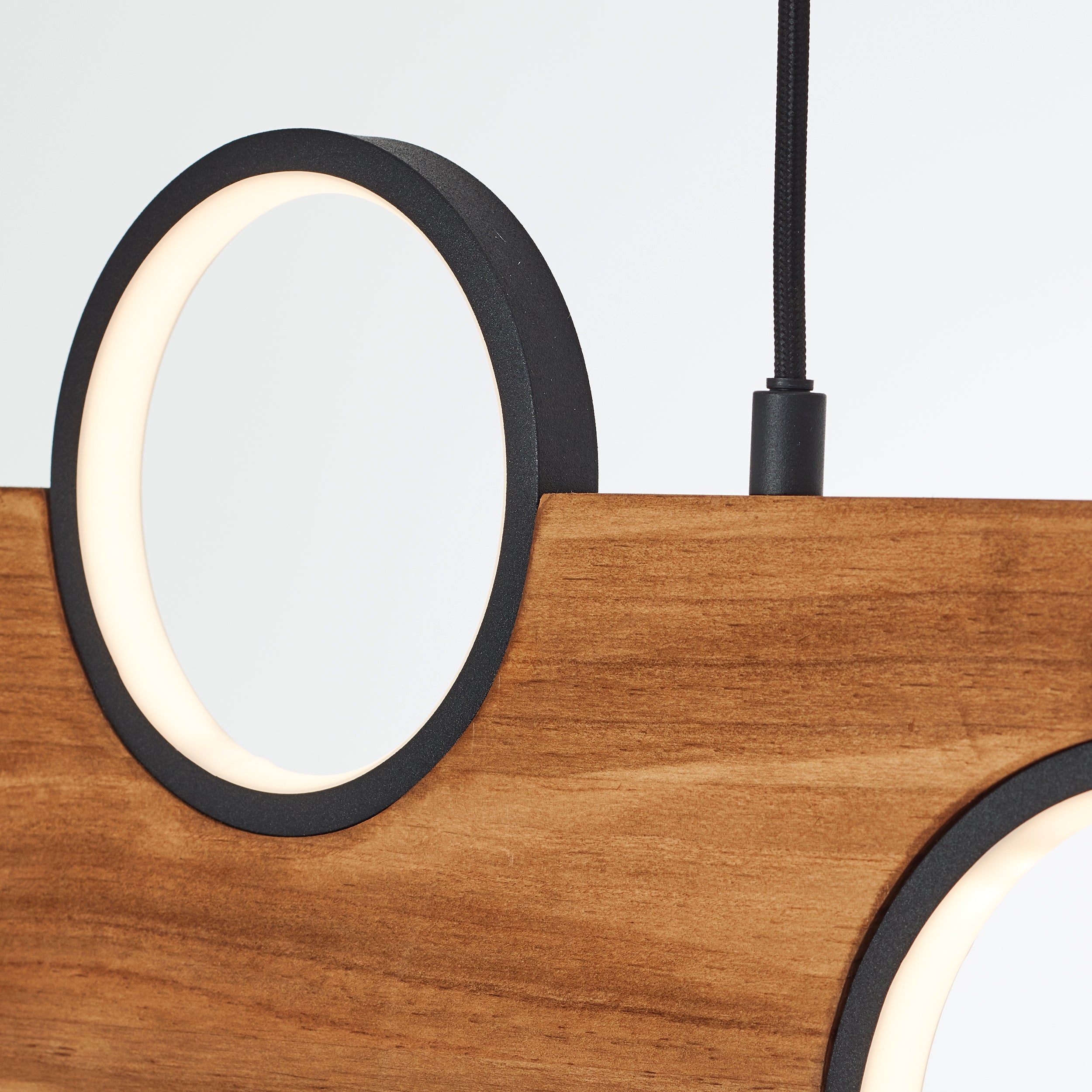 Brilliant lampa wisząca LED Cheesy 100cm matowy czarny/drewno metal/brązowe szkło 34W zintegrowane LED - 5