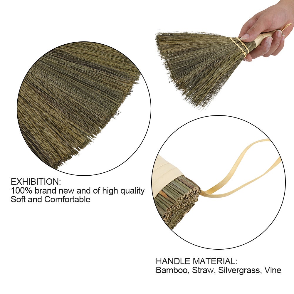 Balai manuel ménager en paille tressée, petit balai fait à la main pour le nettoyage de la poussière et du sol, balai doux - 4