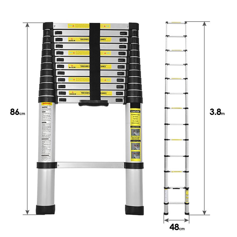 Échelle Télescopique 3.8M Aluminium en Aluminium,Echelle Charge Maximale 150kg - 2