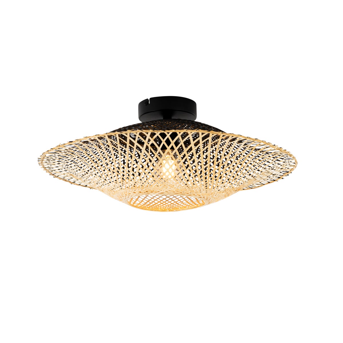 Orientalna lampa sufitowa zewnętrzna bambusowa 50 cm IP44 - Rina