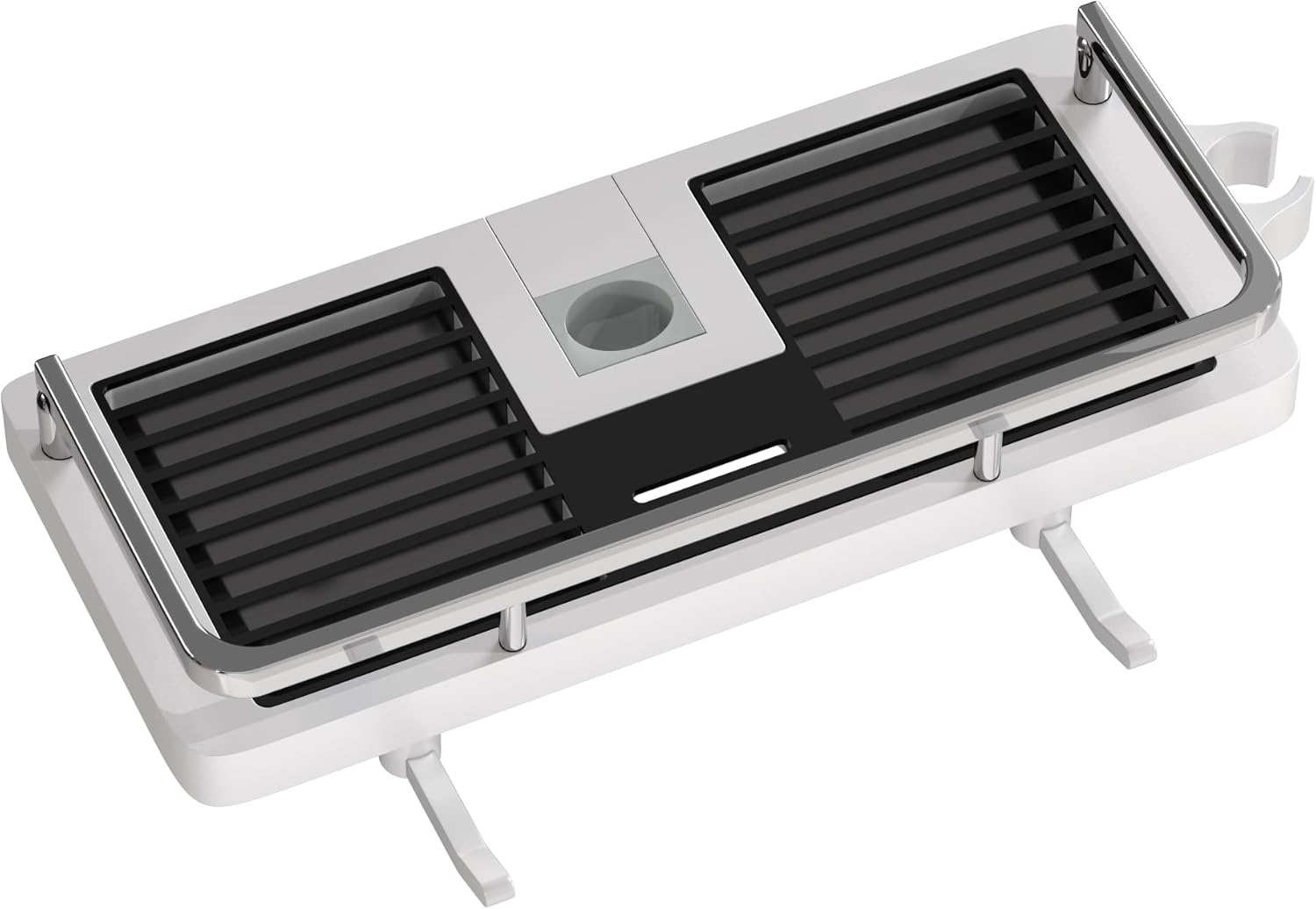 Mensola Doccia Senza Foratura - Porta Shampoo Con 2 Ganci Per Aste 18-25mm (Bianco, 2 Pezzi) - Foto 5