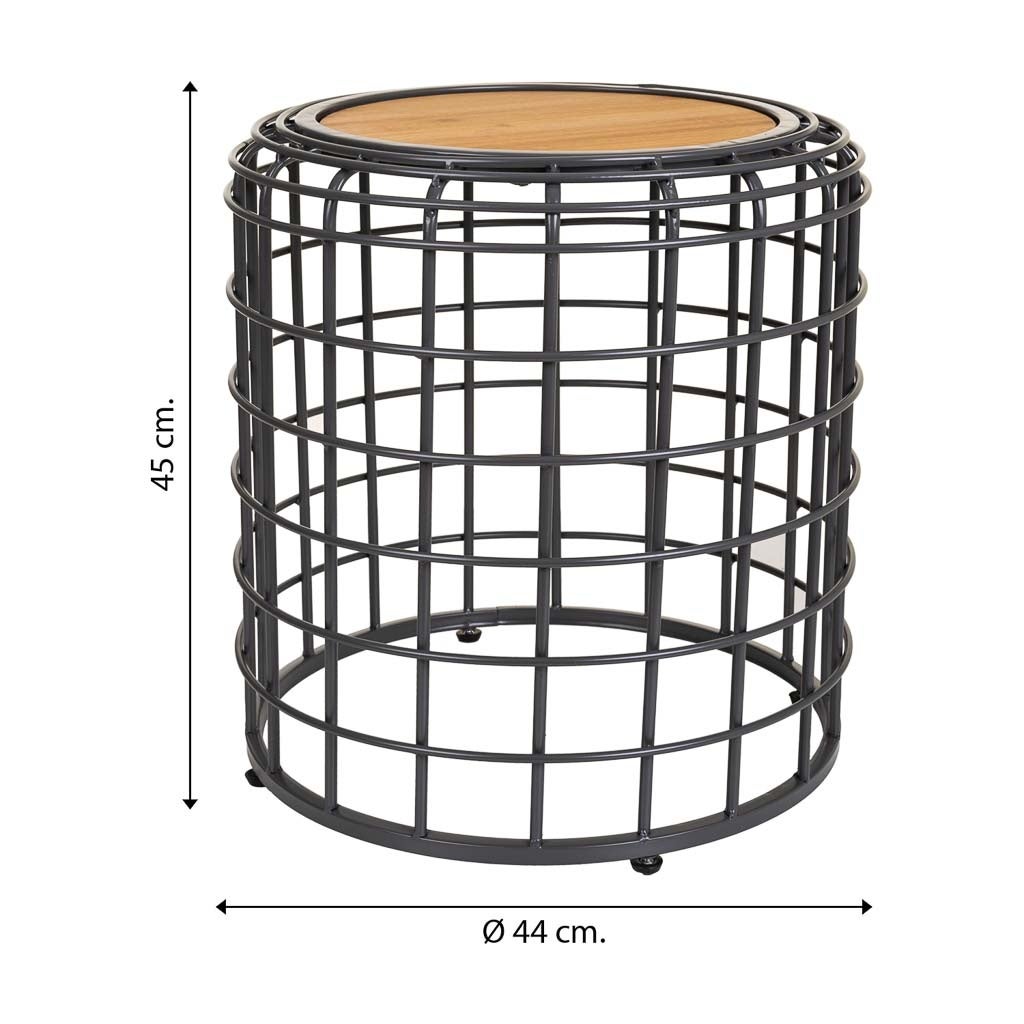 Table basse en métal et bois noir 44x44x45h - 6
