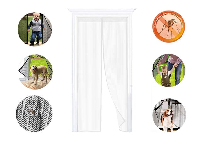 Zanzariera Magnetica Per Porta Ingresso E Finestre Anti Insetti Zanzare In Vari Colori Protezione Mosche Si Chiude da Sola 120X240 Bianco
