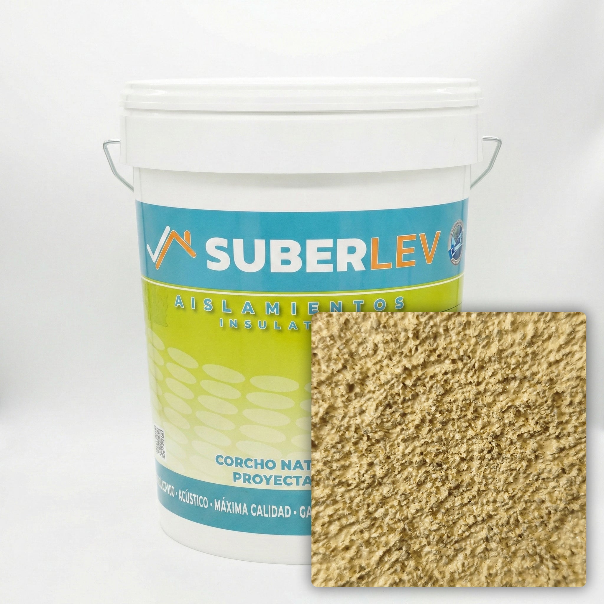 Corcho proyectado cubiertas y fachadas suberlev aislamiento natural térmico acústico e impermeabilización 12kg cp-02 (10 años garantía)