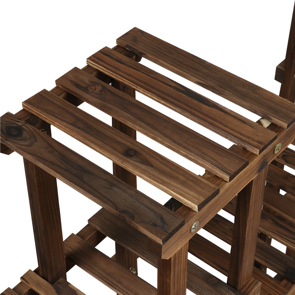 Lot de 2 Étagère à Fleurs en Bois Porte-plantes à Roulettes avec 9 Tablettes, Couleur du Bois Yaheetech - 9