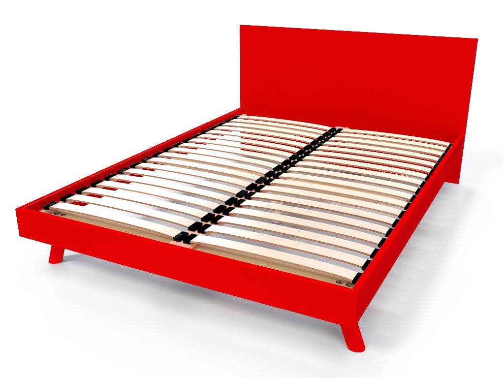 Lit Scandinave 2 places bois Viking 140x200 Rouge | Leroy Merlin