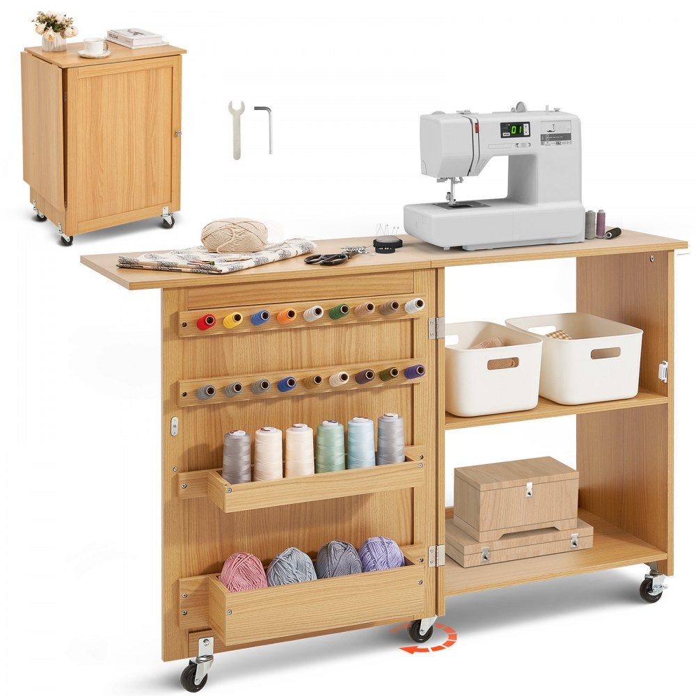 Essenza Mesa Plegable Para Máquina De Coser Con Ruedas Y Cajones De Madera , Leroy Merlin
