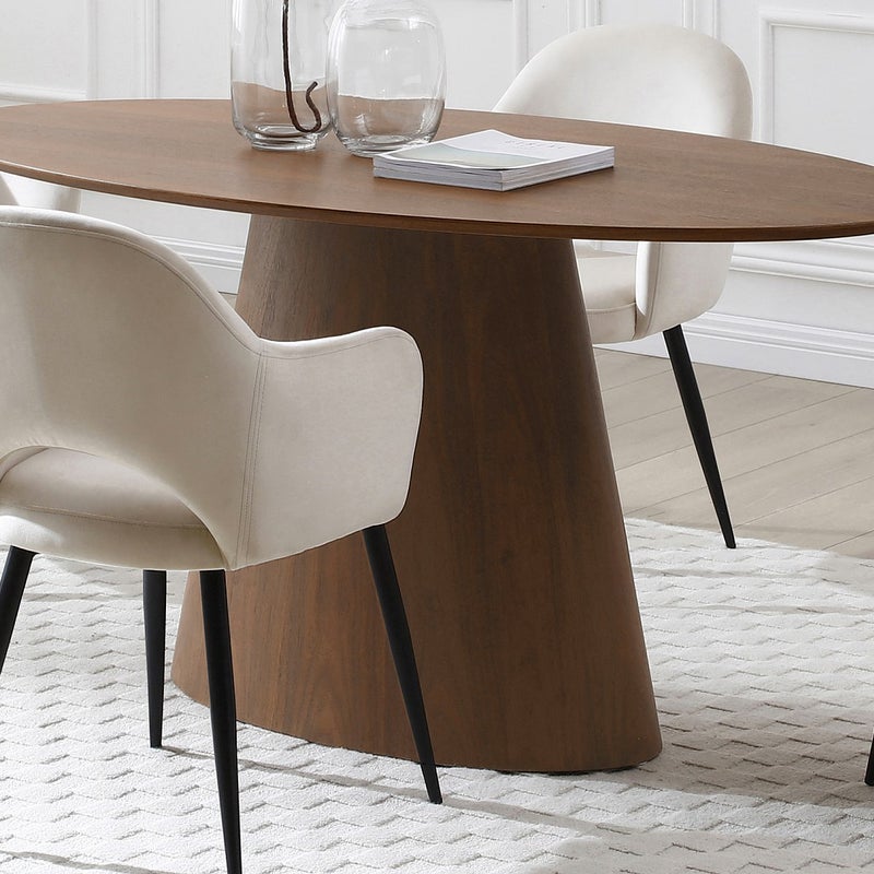 Stół do jadalni dla 6 osób z orzechową okleiną - Naturalny ciemny - ANTELADA