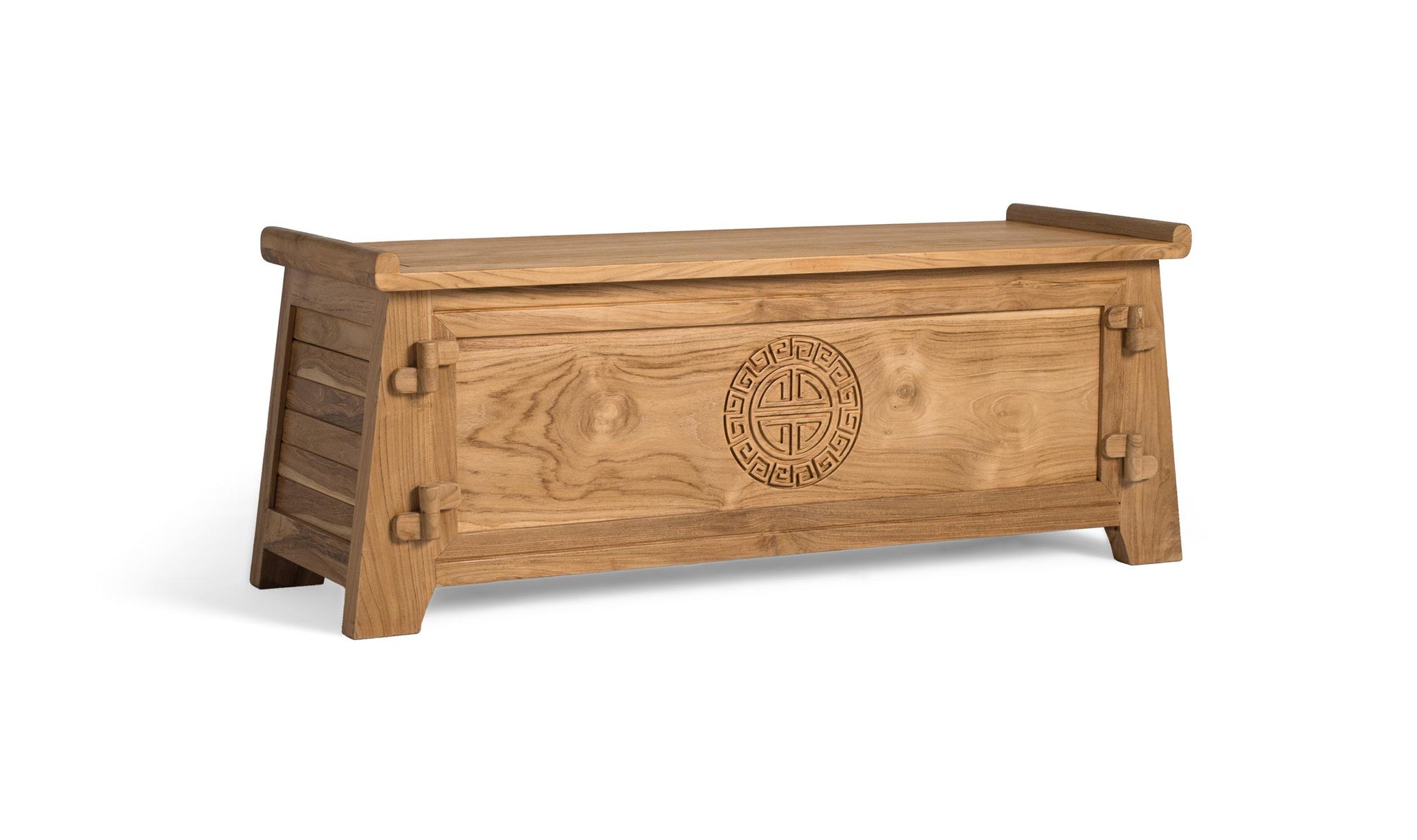 Kufer z drewna tekowego 114 cm w stylu kolonialnym orientalnym - 42x114x40 GYC - 2