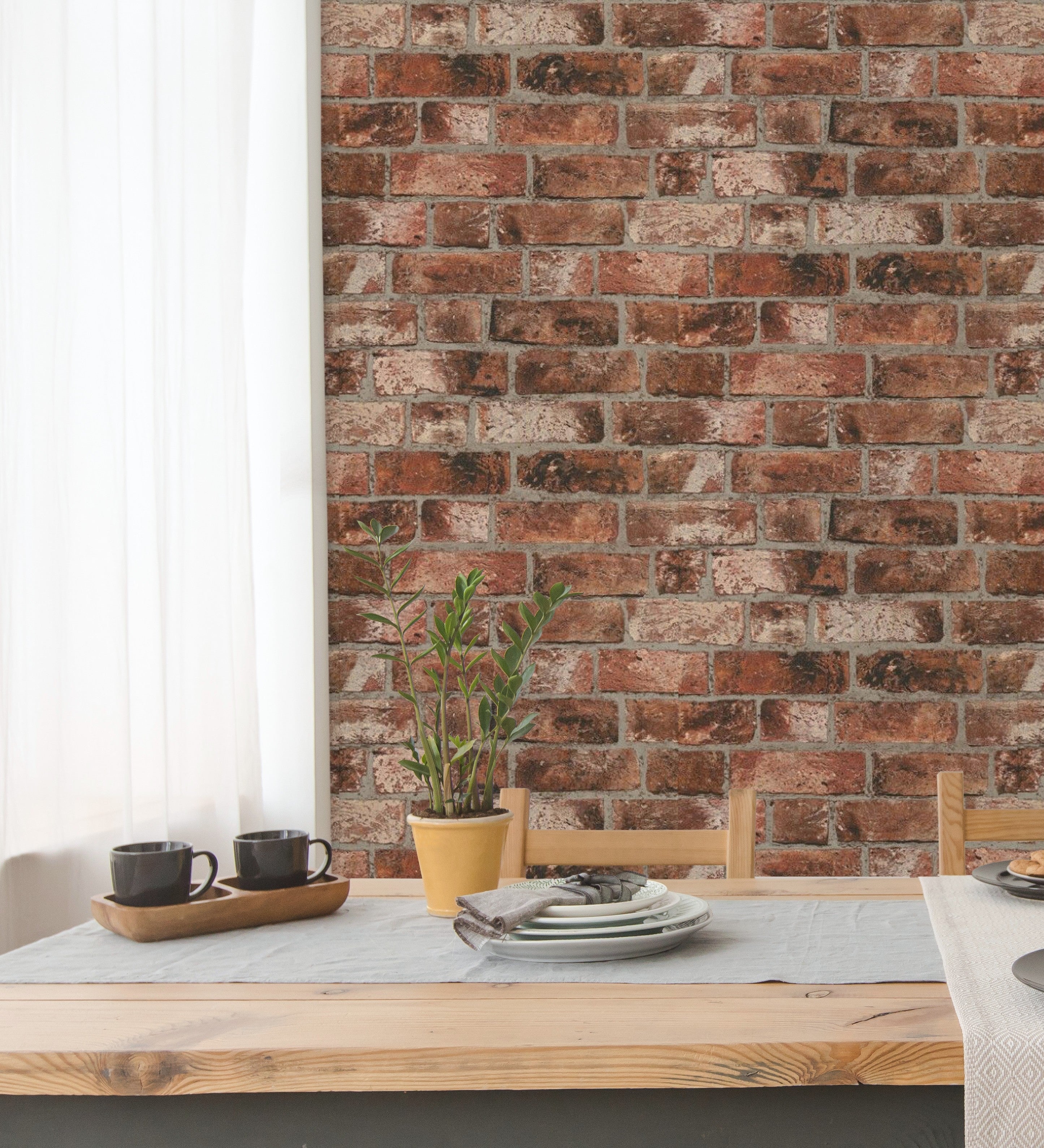 Papier peint mur de briques rustiques industrielles rouge tuilé - Sunderland 421566 de GAULAN - Rouleaux de 10 m x 0,53 m - 5